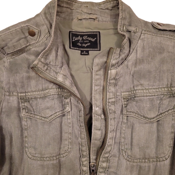 Lucky brand army style linen jacket size small - Picture 6 of 8